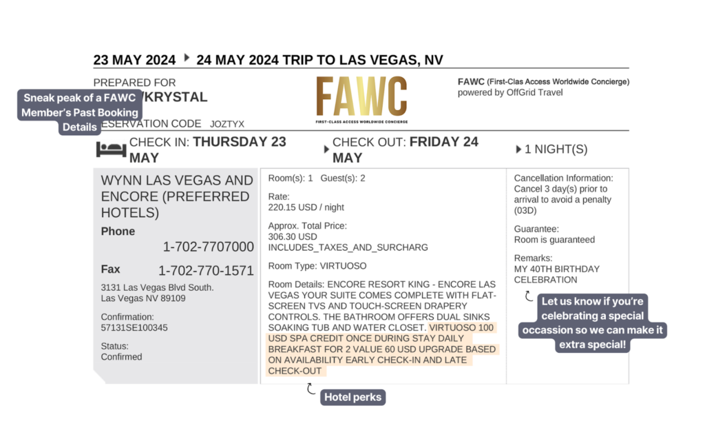fawc sample booking